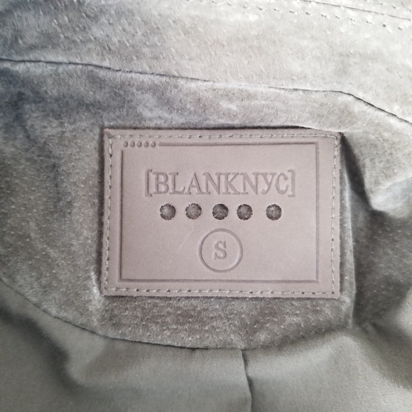 Blank NYC Olive Green Suede Leather Moto Vest Size S Zipper Snap Closures - Picture 7 of 11